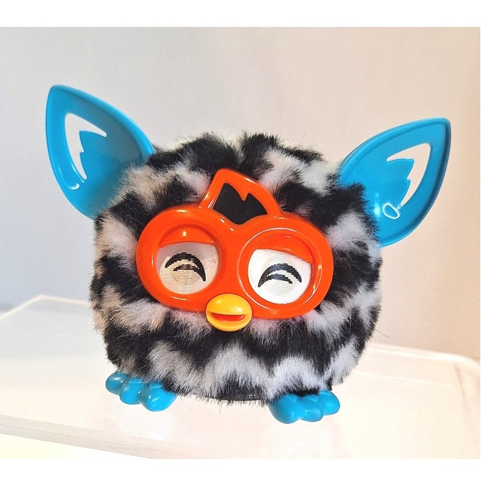 Hasbro Furby Furbling Zigzag Black White Chevron Blue Orange A6295 A6100 Plush